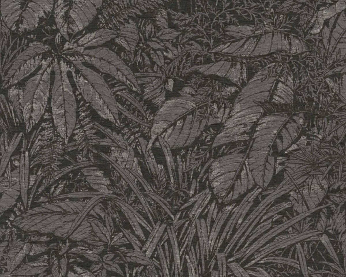 Moderná tapeta s veľkorysými listami a pôsobivou súhrou tieňov čiernej a hnedej farby, 39560-6